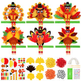 APUDWN 24 Sets Thanksgiving Turkey Craft Kits, DIY Thanksgiving Crafts, Felt Turkey Ornaments Decorations Art Sets Foam Stickers