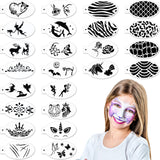 24 Pieces Face Paint Stencils Face Body Painting Stencils Tattoo Painting Templates Face Tracing Stencils for Kids Holiday Hallo