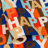 MAYPLUSS Happy Birthday Wrapping Paper Roll, Colorful Kraft Birthday Gift Wrap for Men Boys Girls Women 17 IN x 16.5 FT