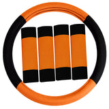 FH Group Universal Fit Modernistic and Seat Belt Pads Combo Set Steering Wheel Cover Fits Most Cars, SUVs Orange