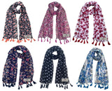Fusfus WomenS Printed Chiffon Scarves And Stoles, Free Size(Multicolour, Fs901) Pack Of 6 (Multicolor2)