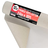 U.S. Art Supply 24 Wide x 6 Yards (18 Feet) Long Unstretched Canvas Roll - 100% Cotton, 12-Ounce Triple Primed Gesso, Acid-Free