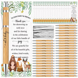 Zhanmai 50 Sets Woodland Animals Baby Shower Favors Include Bamboo Pens and Thank You Cards Cable Ties Woodland Baby Shower Part