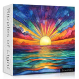 Impossible Puzzle for Adults 1000 Pieces, Ocean Sunset Puzzles with Colorful Rainbow Gradient, Magic Nature Art Jigsaw Puzzle, C