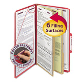 Smead 19031 Classification Folders, Legal Size, 6Section, Bright Red, 10/Box