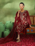 Libas Women'S Organza Woven Design Kurta Set (49318 Maroon Maroon Xl