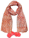 Fancy Printed Rayon Scarf For Women, Multipurpose Shawl Wrap Stole (Orange)