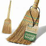 Handmade Corn Broom Natural Straw 35.5 Inch Traditional Heavy Duty Hand Held for Sweeping Indoor Outdoor, Whisk Kitchen Brush