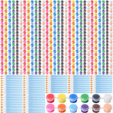 Qilery 840 Pcs Mini Acrylic Paint Set 60 Set 12 Colors Washable Paint Strips 60 Pcs Flat Brushes 60 Pointed Brushes for Arts Cra