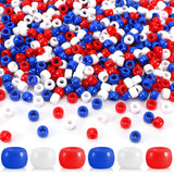 UPINS 2000pcs 4th of July Pony Beads Red White Blue Round Plastic Beads for Jewelry Making Patriotic Crafts