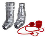 TL31 3/4 JIC Male Thread Flat Face Hydraulic Quick Connect Coupler Set 1/2 body 90 Deg. Elbow Bobcat Skid steer