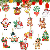 YUE ZHE 15PCS Christmas Diamond Painting Keychains Christmas Tree Diamond Art Kits for Adults Double Sided DIY 5D Painting for A