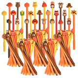 100 Pcs Thanksgiving Day Cartoon Cute Fun Pens for Kids Kawaii Maple Leaves, Pumpkins, Scarecrows and Turkeys Shape Gel Black In
