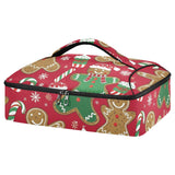 SyXIOP Insulated Casserole Carrier Bag Gingerbread Men Christmas Green Red
