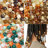 450Pcs African Hair Beads for Braids for Women Brown Large Hole Pony Bead for Braiding 12mm Small Round Macrame Jewelry Crafts B