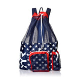 TYR Big Mesh Mummy Backpack For Wet Swimming, Gym, and Workout Gear, Red/Navy, One Size (LBMMB3)
