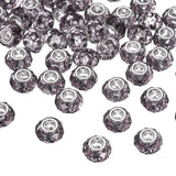 HARFINGTON 50Pcs 14mm Large Hole Acrylic Beads Pale Grey European Loose Round Faceted Rhinestone Craft Bead for DIY Bracelet Nec