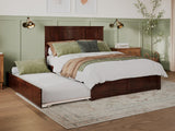 AFI Madison Queen Size Platform Bed with Footboard & Twin XL Trundle in Walnut