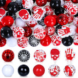 Whaline 130Pcs Halloween Wood Beads 16mm Bloody Trick or Treat Wooden Beads Spider Web Craft Spacer Bead for Necklace Bracelet J