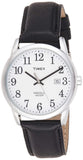 Timex Mens Easy Reader 38mm Watch SilverTone Case White Dial with Black Leather Strap