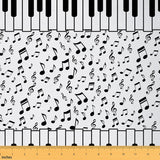Piano Music Fabric by The Yard,Black White Musical Notes Fabric for Chairs Sofa Sewing,Modern Fashion for Upholstery and Home DI