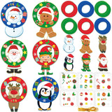 36 Sets Christmas Wreath Crafts Kits Xmas DIY Wreath Hanging Ornaments Santa Snowman Reindeer Gingerbread Man Cutout Winter Pape