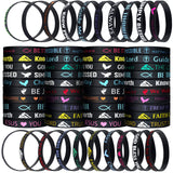 Skylety 120 Pcs Bible Verse Bracelets Bulk Christian Scripture Bracelets Motivational Rubber Wristbands Inspirational Silicone W