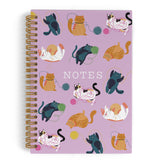 QLMX Cat Spiral Notebook, Cat Notebook, Cat Journal, Cat Gifts for Cat Lovers, Cute Cat Notebooks for School Work, Purple Cat No