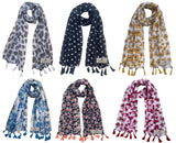 Fusfus WomenS Printed Chiffon Scarves And Stoles, Free Size(Multicolour, Fs1701) Pack Of 6 (Multicolor1)