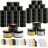 CONNOO 48 Pack Candle Tins - 24pcs 8oz + 24pcs 4oz Matte Black Jars with Lids for Making Candles, Bulk Empty Containers with Sti