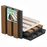 3 Pack Sample Set 3D Acoustic Slat Panels, 4.72 x 5.9 Sound Absorbing Wood Finish Panels, White, Walnut & Black, Decorative Acou