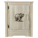 Montana Woodworks Homestead Collection Accent Cabinet With Laser Engraved Bear Design, Left Hinged, Ready To Finish