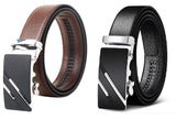 Zacharias MenS Faux Leather Belt (Bxx5312_Black & Brown) (Free Size_Pack Of 2)