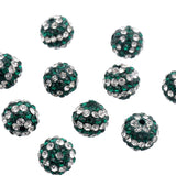 RUBYCA Stripes Czech Crystal Round Disco Ball Clay Beads fit Shamballa Jewelry (20pcs, 10mm, Green)