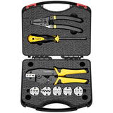 Vesmikit Crimping Tool Set 8PCS - Ratchet Wire Crimping Tool for Heat Shrink,Insulated Nylon,Non-Insulated,wire ferrules,Open Ba