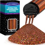 LEOBRO Brown Glitter, 180G/6.35OZ Holographic Ultra Fine Glitter for Resin, Crafts, Tumblers, Nail Body, Holographic Brown