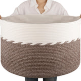 OIAHOMY 90L Blanket Basket for Living Room, Large Basket 23 x 23 x 13 with Handle, Laundry Hamper for Blankets, Pillows, Toy Sto