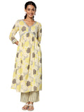 Libas Womens Printed Cotton A-Line Kurta With Trousers