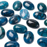 Crafans 20Pcs Natural Dragon Veins Flat Stones 25x18mm Blue Cabochons Flat Back Natural Oval Crystals Stone Beads for Crafts DIY