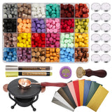 Wax Seal Stamp Kit, YIPLED 24 Colors 748 Pcs Sealing Wax Beads with Wax Seal Stamp, Tea Candles, Stamp Warmer, Melting Spoon, En