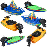 TOYANDONA 6Pcs Boat Bath Toys, Speedboat Wind Up Bath Toys Plastic Boats Floating Bath Toy Boats Bathtub Toys for Baby Toddlers