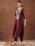Libas Women'S Organza Kurta Set (49241 Maroon M