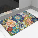 Tubeamin Floral Kitchen Rug Mat for Floor Boho Cushioned Anti-Fatigue Mat Non-Slip Standing Desk Waterproof Comfort Floor Mat fo