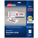 Avery Printable Business Cards with Sure Feed Technology, 2 x 3.5, White, 100 Blank Cards for Inkjet Printers (28371)