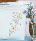 Jack Dempsey Needle Art 1800143 Lace Edge Pillowcase, Fluttering Butterflies with Lace Edge Finish, 20Inch by 30Inch, White