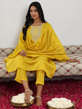 Libas Women'S Silk Blend Embroidered Kurta Set (Gs1013_Yellow_2Xl)
