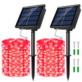 JosMega 2 Pack Solar Powered Fairy String Lights Outdoor Waterproof 8 Modes Twinkle Christmas Decorations Lights, Each 33ft-100L