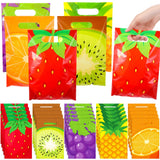 Sweetude 100 PCS Fruit Party Favor Bags with Handles Fruit Theme Goodie Bags Treat Candy Snack Gift Stuffed Orange Strawberry Pi