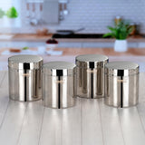 Sumeet Stainless Steel Containers/Jars/Dabba for Kitchen Storage with Lids set of 4Pcs, 1250ml capacity, 11.5cm Dia, Silver