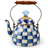MACKENZIE-CHILDS Tea Kettle, 2 Quarts, Blue-and-White Royal Check